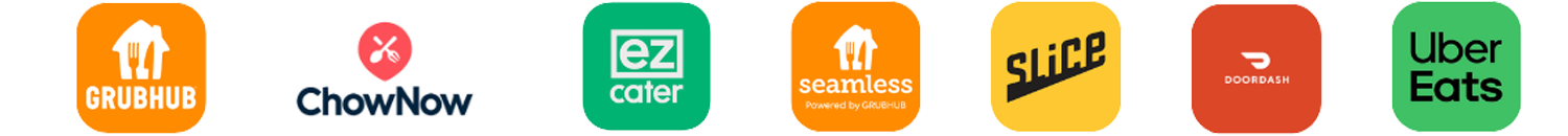 Compatible with Grubhub, ChowNow, EZ Cater, Seamless, Slice, DoorDash, and Uber Eats
